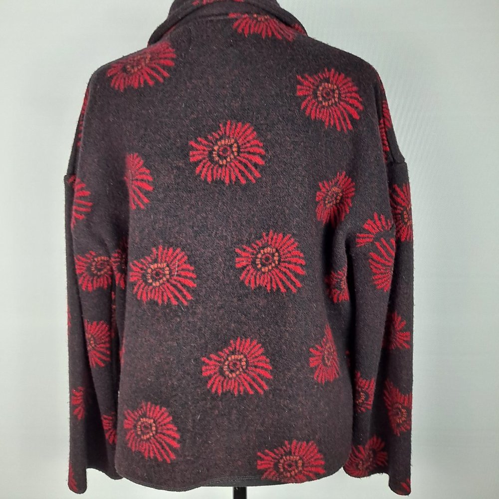 Moe Wool Button Down Sunflower Design Jacket Size… - image 2